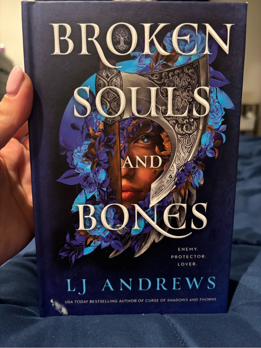 Broken Souls and Bones by LJ Andrews - Blue Floral Fantasy Hardcover